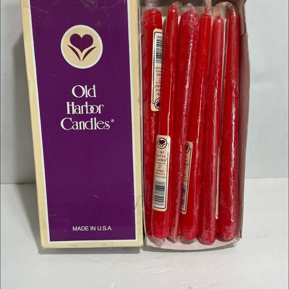 Vintage Old Harbor red 10 inch taper candles set of 12